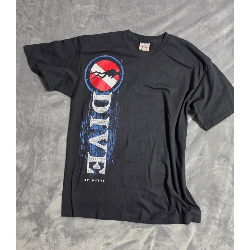 Yachtclub Shirt Mens XL Black St Kitts Dive Flag Scuba Graphic Tee Caribbean